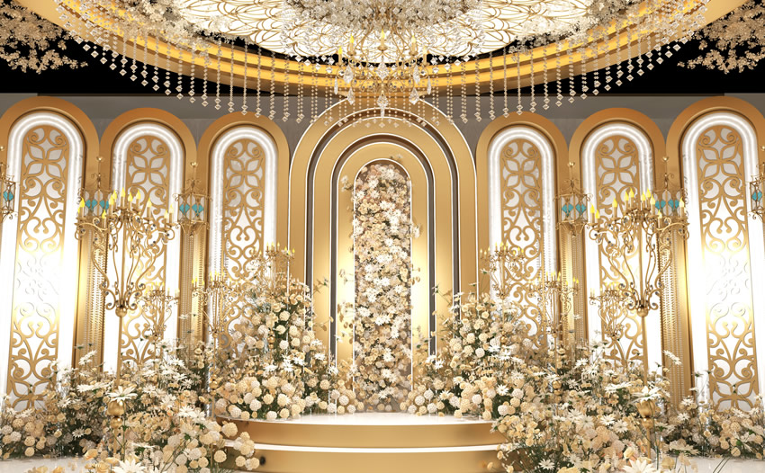桐乡香槟色调婚礼堂效果展示